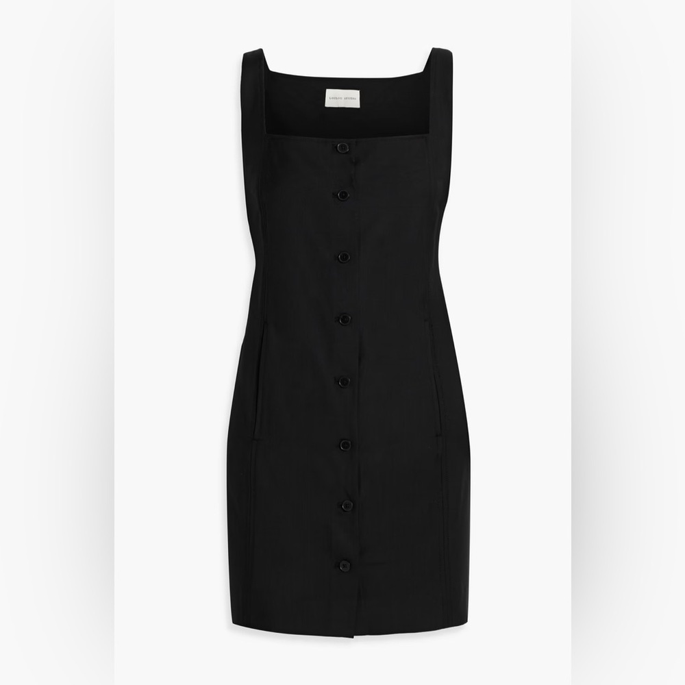 Loulou Studio Idon 100% Virgin Wool Black Mini Dress L Parisian Sheath - Picture 3 of 13